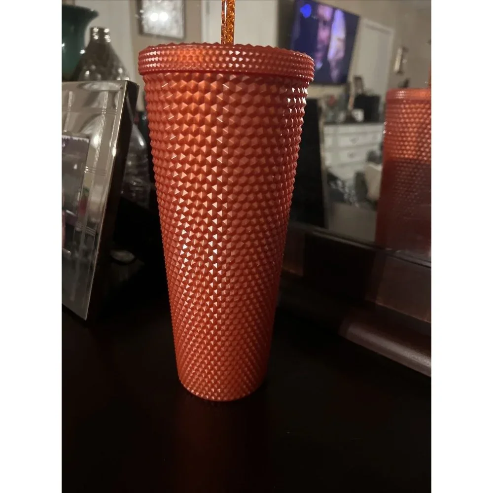 Starbucks Orange Pearlized Studded Tumbler 24oz - New